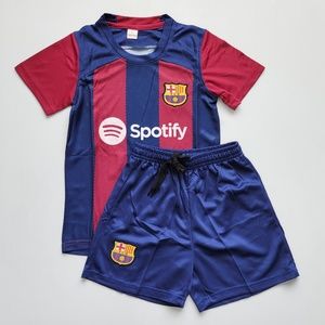 kids Barcelona shirt and shorts jersey set